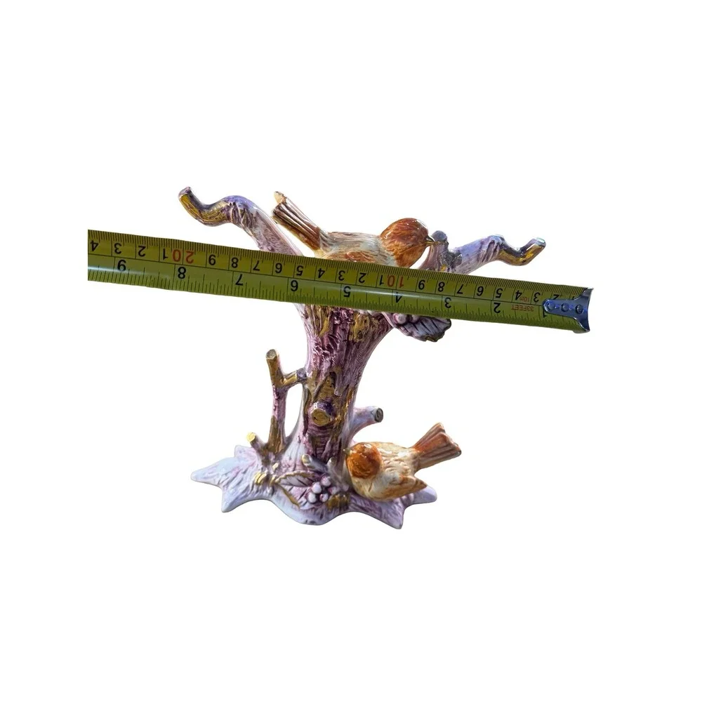 Vintage Ucagco Japan Ceramic Bird Tree Figurine MCM Cottagecore Gold Accent